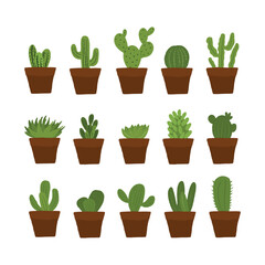 Cactus Plant in pot Cartoon Character Illustration