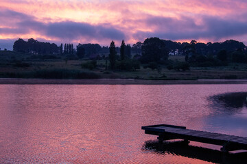 Sunrise over an inland lake