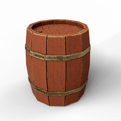 Old Wooden Cask Barrel. 3D Illustration. File with Clipping Path.