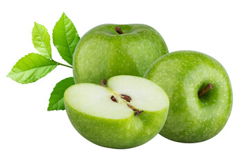 Fresh green apple isolated on a transparent background