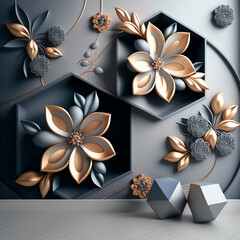 3d flowers on a gray background