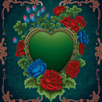 frame with roses