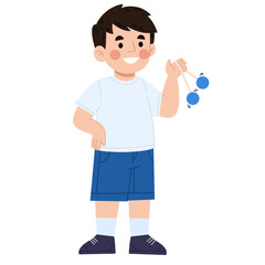 Illustration of a boy playing lato-lato