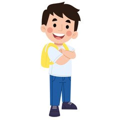 Illustration of a happy school boy standing