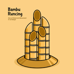 illustration of bamboo runcing traditional monument of surabaya 