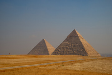 Great Pyramid of Giza, Egypt landscape with desert sand