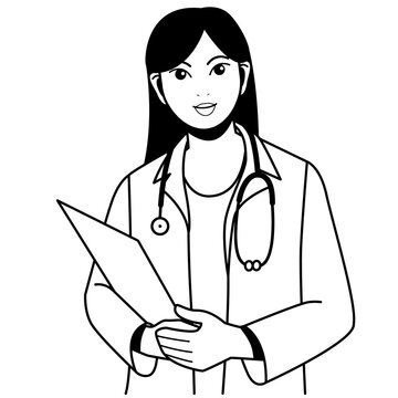 recommend clip art: outline doctor character cartoon