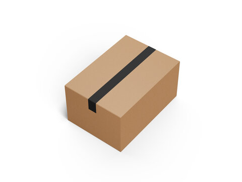 Isometric Delivery Box Isolated 3D Mockup in White Background