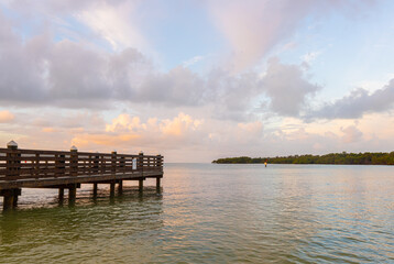 Morning Clouds and Fishing Pier on Sister Creek and Sombrero Beach, Marathon , Florida, USA
