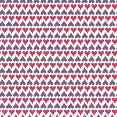 Seamless background of hearts. Purple and red symbols of love. Repeating vector pattern. Endless romantic ornament. Isolated colorless background. Idea for web design, packaging, wallpaper, cover