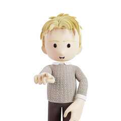 Man pointing forward on camera 3d character