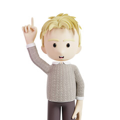 Man pointing up 3d character