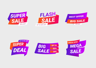 Sale banners and price tag labels, selling card and discount sticker. Best offer vector templates on a white background