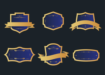 Vintage style retro emblem label collection. Vector design elements on dark background.