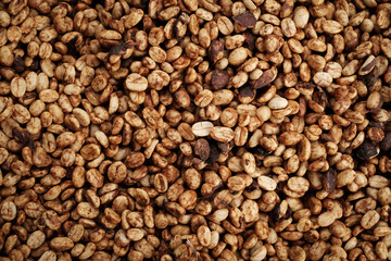 Coffee Processing ,Natural Dry Process ,Pulped-natural, Semi-dry Process ,Honey Process, Cherry coffee beans, yellow coffee ripeness dry . 