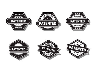 Patented Stamp Vector Set Over a White Background