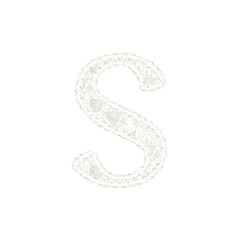 Naklejka premium Beautiful floral lace alphabet set in uppercase and lowercase letters, off white color, isolated with transparent backgrounc. 