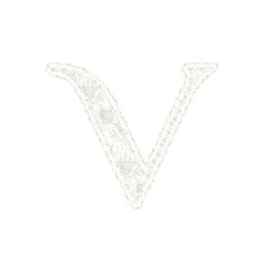 Beautiful floral lace alphabet set in uppercase and lowercase letters, off white color, isolated with transparent backgrounc.  © callmefay