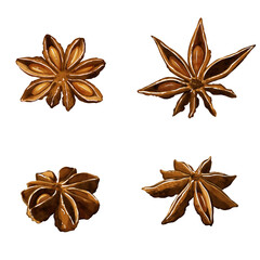 手描き水彩の八角イラストセット