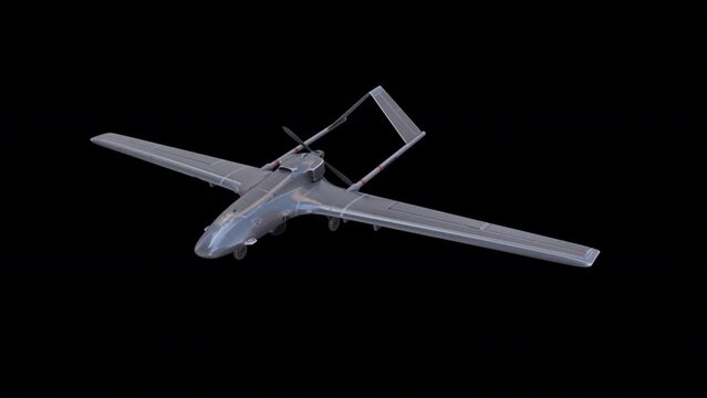 Bayraktar TB2 Military Drone Fly Animation Transparent Alpha Video