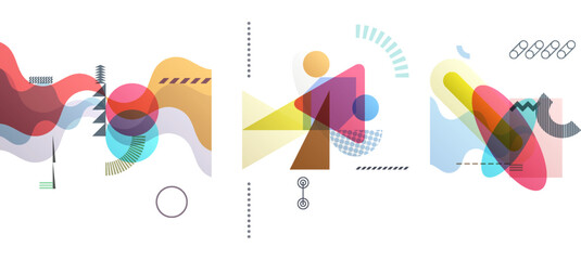 Abstract geometric design. Vector illustration made of various overlapping elements. Applicable for banners, placards, posters, flyers.