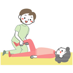 理学療法士とリハビリに取り組むシニア女性