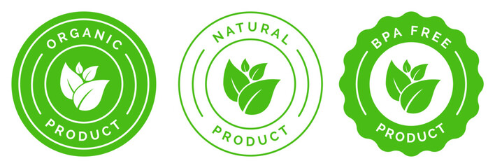 Natural Product Vector Icon Circle Sign. Healthy Food Emblem. Organic food Badge.