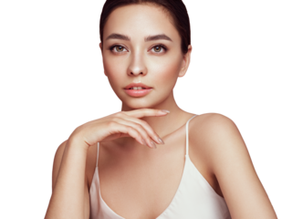 Portrait beautiful young woman with clean fresh skin. Model with healthy skin, close up portrait. Cosmetology, beauty and spa