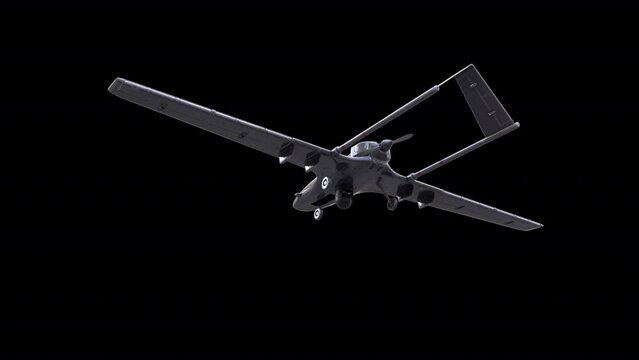 Bayraktar TB2 Military Drone Fly Animation Transparent Alpha Video