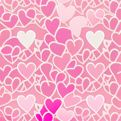 valentine pattern with pink hearts for valentine postcard, generative AI
