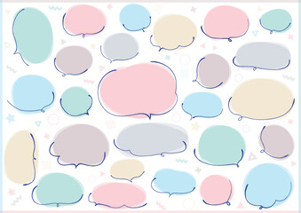 春色　万年筆で描いた手描きの吹き出しセット