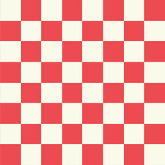Red and white  checkered background.Chess Pieces Seamless pattern. Flat style seamless square chessboard .	