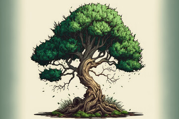 Tree isolated against a background of transparency. Generative AI