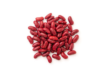 Pile of red beans isolated on white background , top view , flat lay.