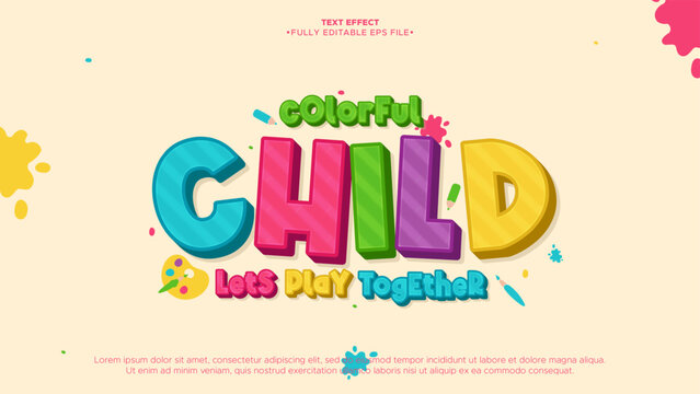 Child and Funny Colorful Text Effect