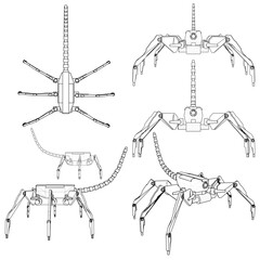 Spider Robot Android Vector. Illustration Isolated On White Background. A Vector Illustration Of Robot Spider.