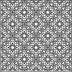 Stylish texture with figures from lines.
Abstract geometric black and white pattern for web page, textures, card, poster, fabric, textile. Monochrome graphic repeating design.