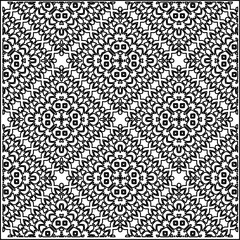 Stylish texture with figures from lines.
Abstract geometric black and white pattern for web page, textures, card, poster, fabric, textile. Monochrome graphic repeating design.