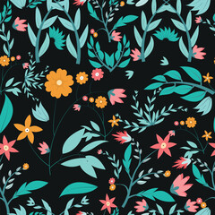 floral pattern design with make up colour flower and leafs.Simple floral seamless patterns for shirt,wrappers, wallpapers, postcards, greeting cards, wedding invites.