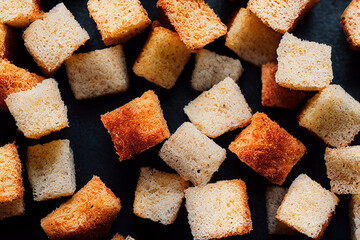 small bread croutons for soup or salad, generative AI