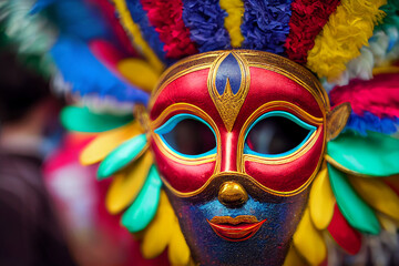 colorful carnival mask for carnival party, generative AI