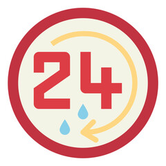 24 hours flat icon style