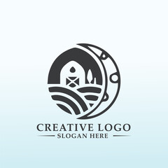 Modern logo for a rural property with orbital mechanics