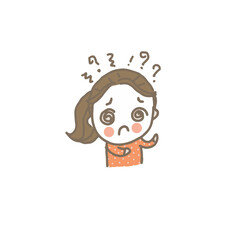 Sick girl feeling dizzy, hand drawn illustration vector