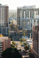 Afternoon sun shines on the urban skyline of downtown Tempe, Arizona, USA.