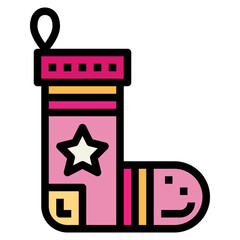 Christmas sock filled outline icon style