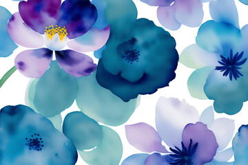 Fototapeta na wymiar blue flowers on a white background generative AI