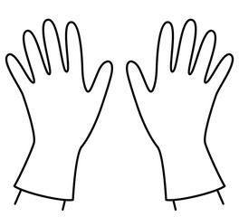 手　ゴム手袋　白黒　背景透明