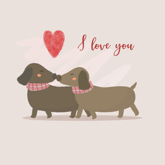 Dog cartoon Cute animals romantic couples in love