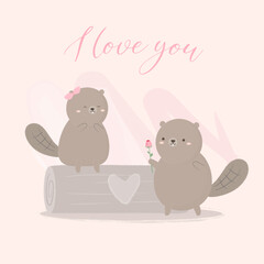 Vector illustration with the cute lover hand in hand